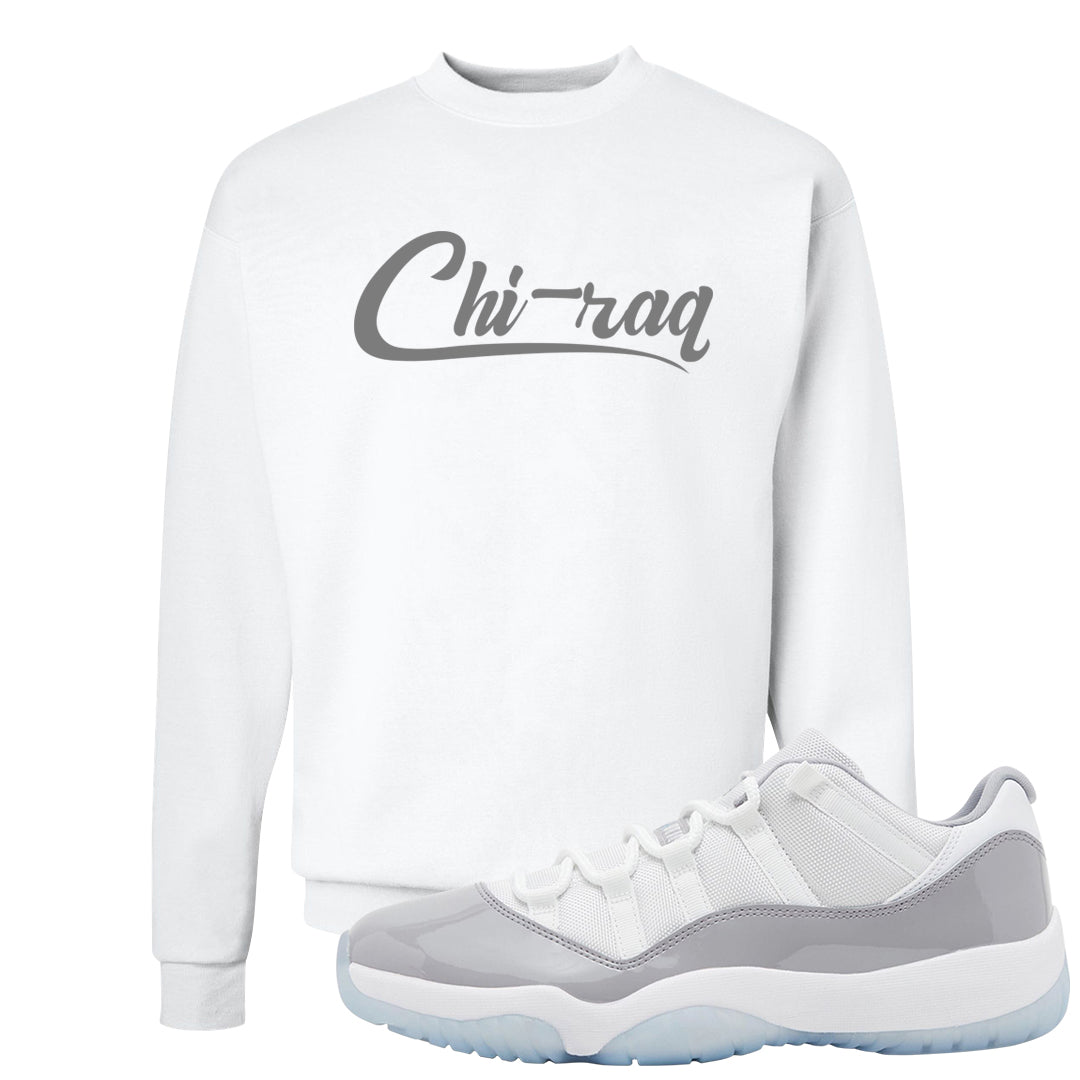 Cement Grey Low 11s Crewneck Sweatshirt | Chiraq, White