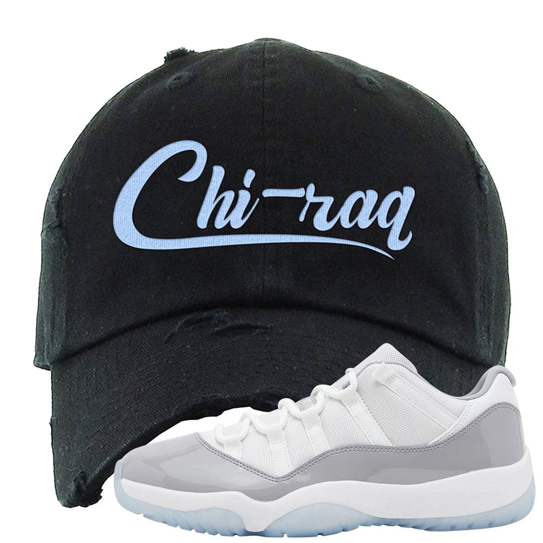 Cement Grey Low 11s Distressed Dad Hat | Chiraq, Black
