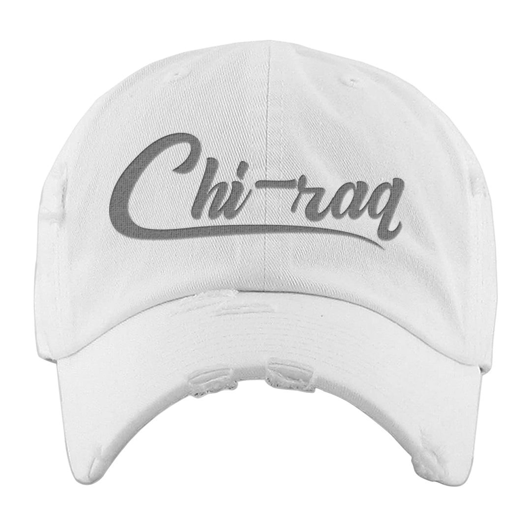 Cement Grey Low 11s Distressed Dad Hat | Chiraq, White