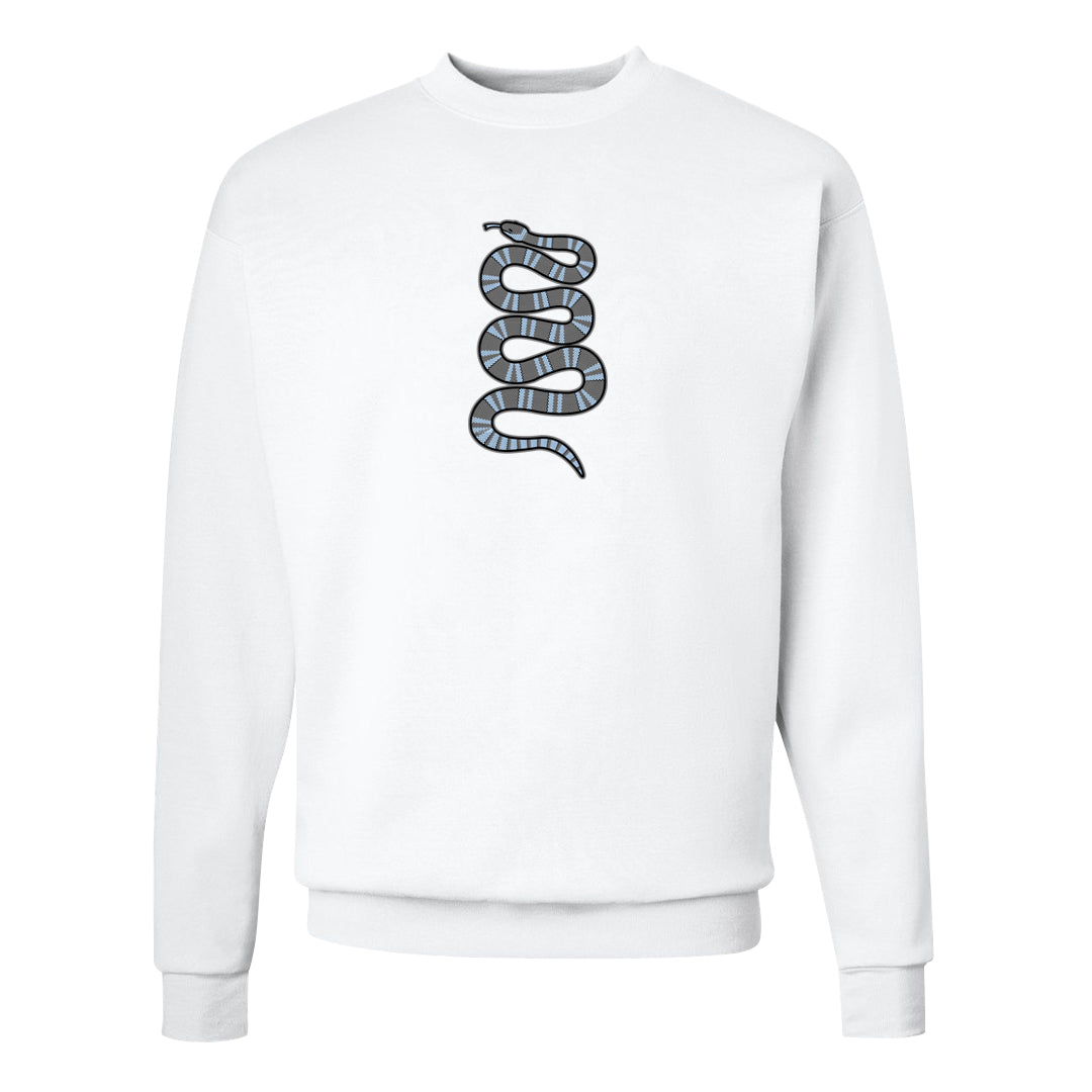 Cement Grey Low 11s Crewneck Sweatshirt | Coiled Snake, White