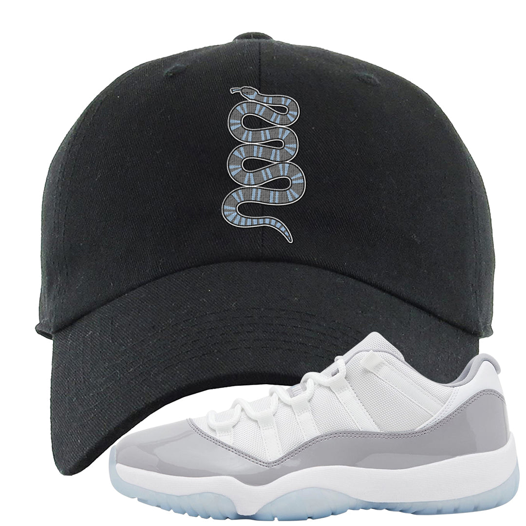 Cement Grey Low 11s Dad Hat | Coiled Snake, Black