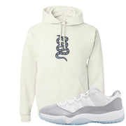 Cement Grey Low 11s Hoodie | Coiled Snake, White