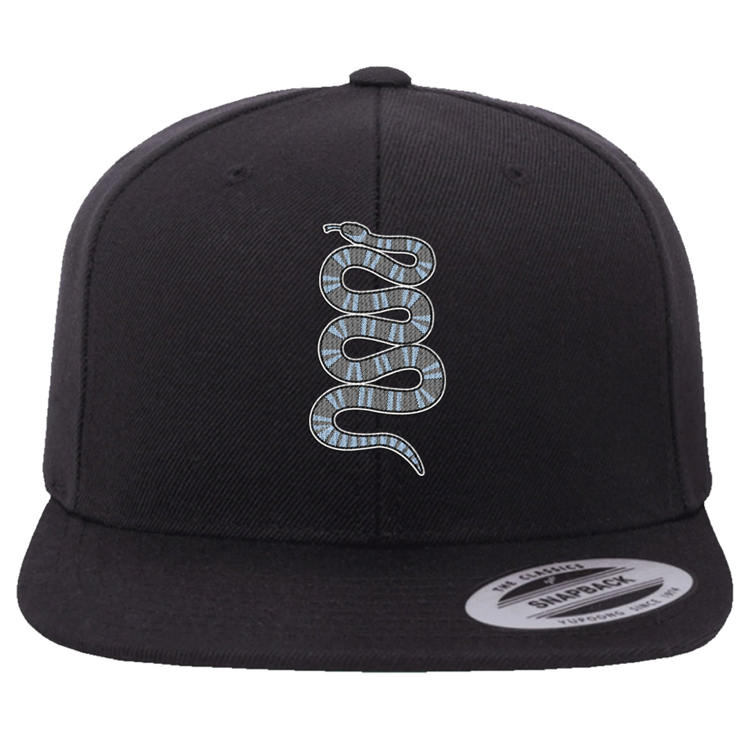 Cement Grey Low 11s Snapback Hat | Coiled Snake, Black