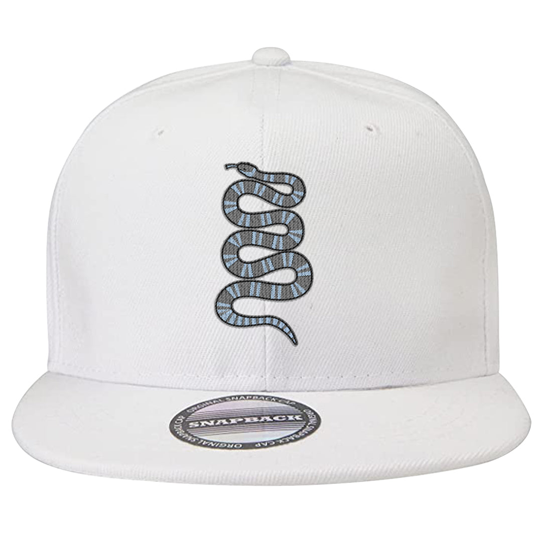 Cement Grey Low 11s Snapback Hat | Coiled Snake, White