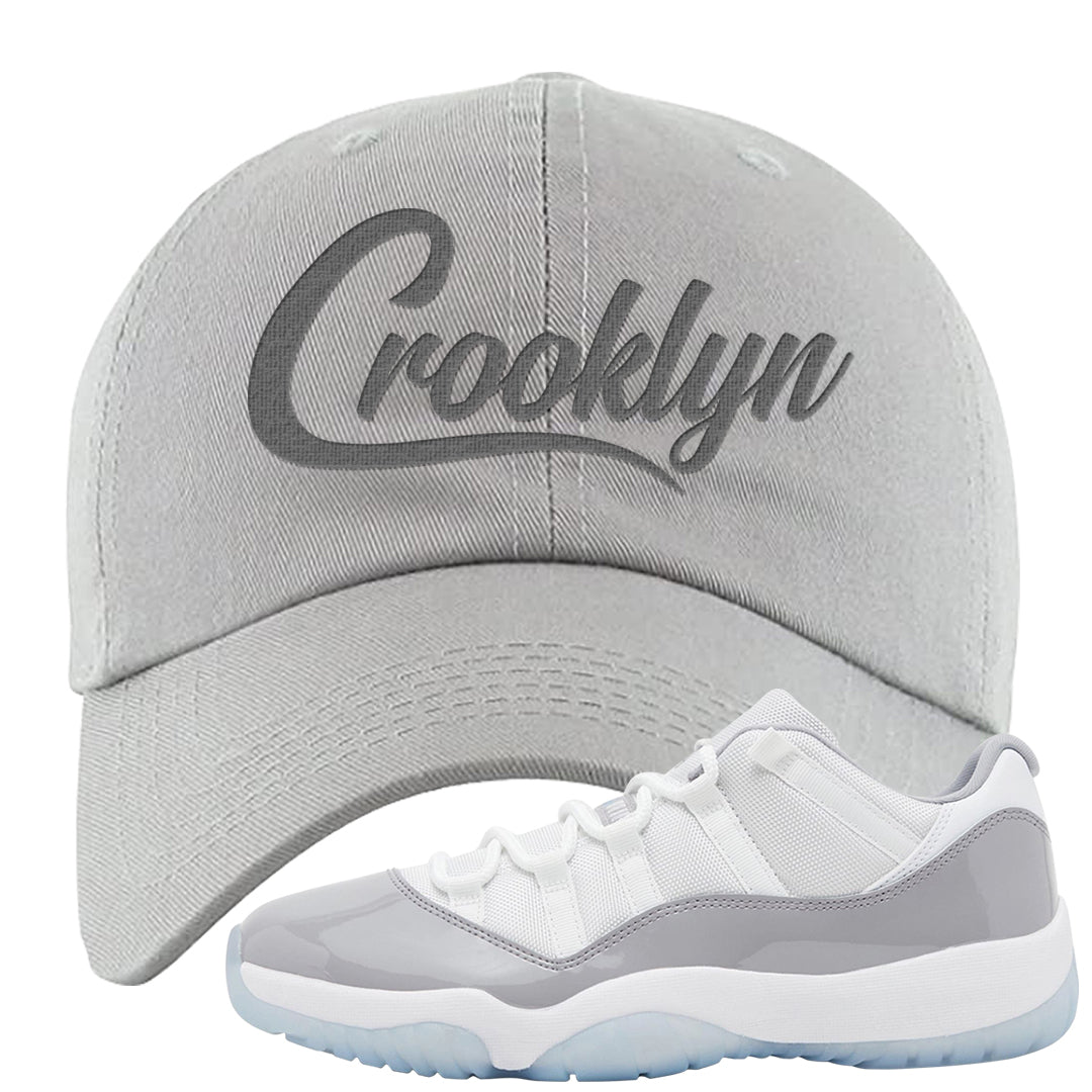 Cement Grey Low 11s Dad Hat | Crooklyn, Light Gray