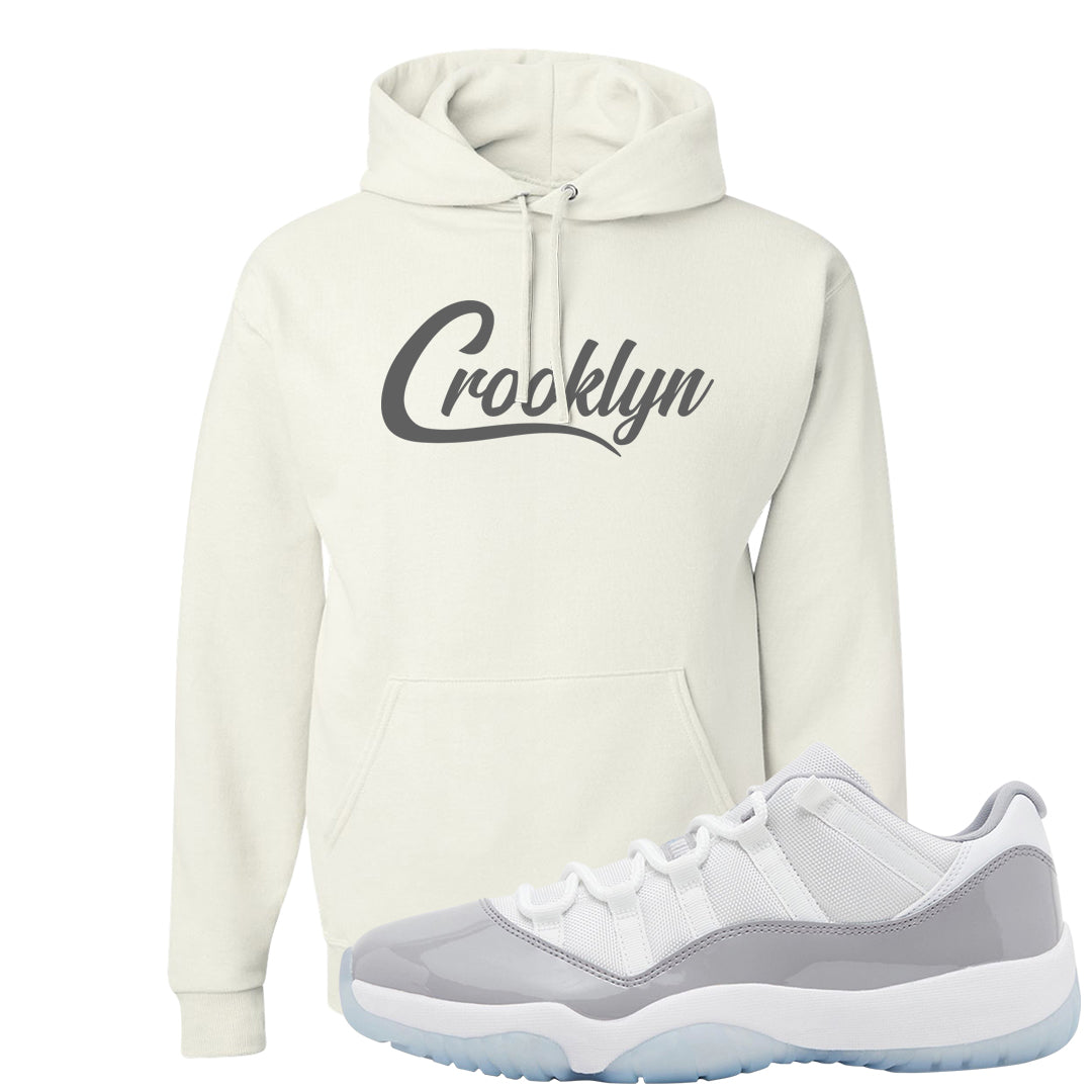 Cement Grey Low 11s Hoodie | Crooklyn, White
