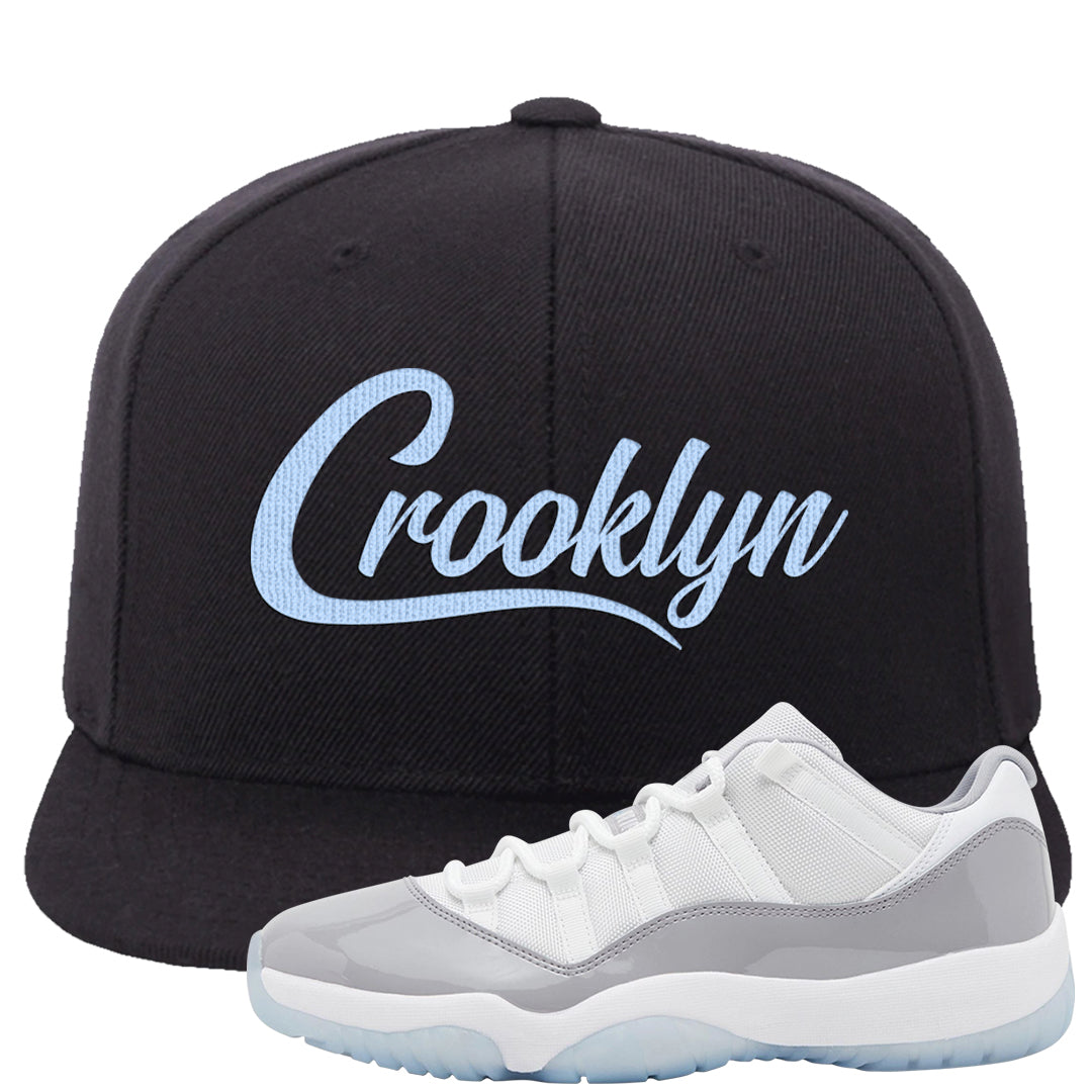 Cement Grey Low 11s Snapback Hat | Crooklyn, Black