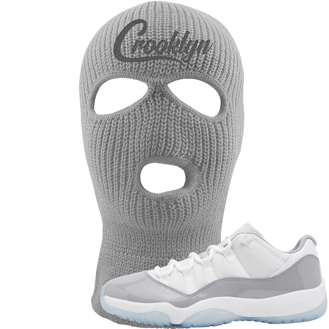 Cement Grey Low 11s Ski Mask | Crooklyn, Light Gray