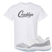 Cement Grey Low 11s T Shirt | Crooklyn, White