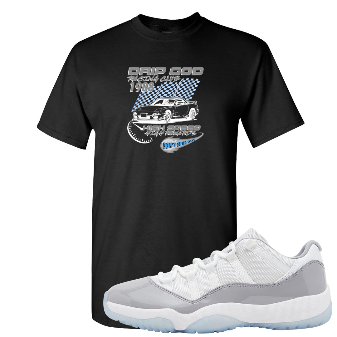 Cement Grey Low 11s T Shirt | Drip God Racing Club, Black