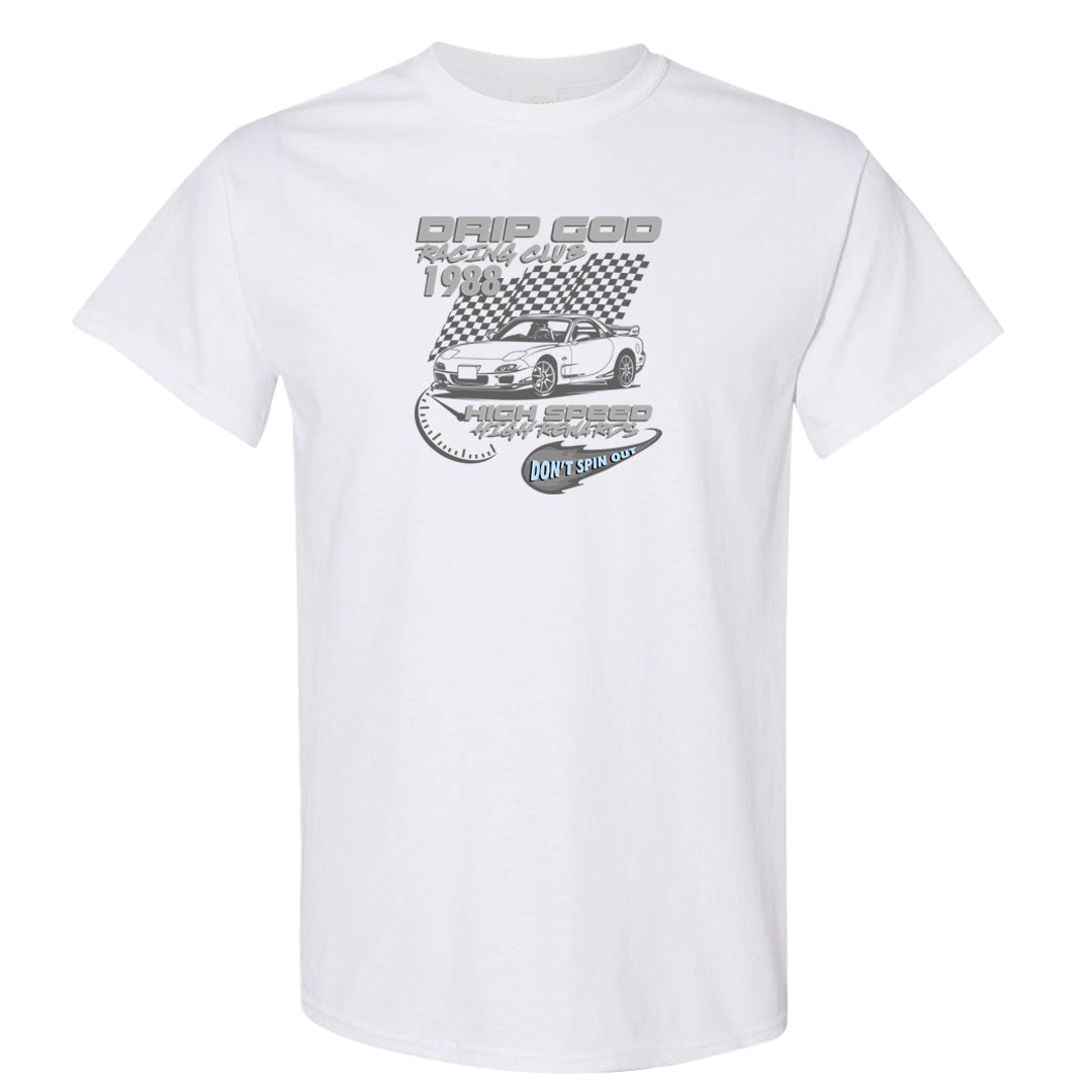 Cement Grey Low 11s T Shirt | Drip God Racing Club, White