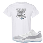 Cement Grey Low 11s T Shirt | Drip God Racing Club, White