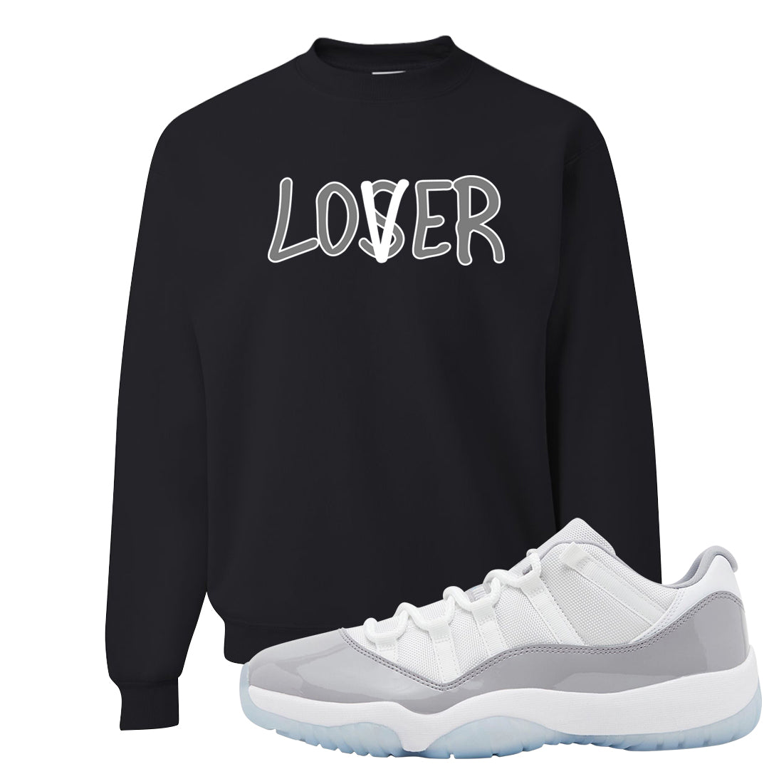 Cement Grey Low 11s Crewneck Sweatshirt | Lover, Black