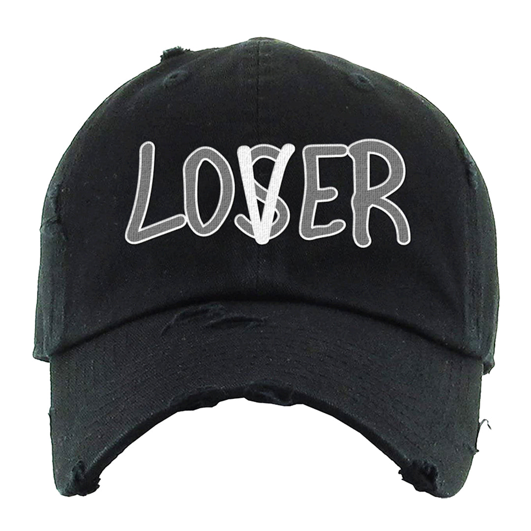Cement Grey Low 11s Distressed Dad Hat | Lover, Black
