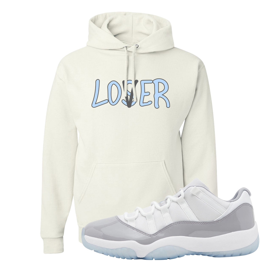 Cement Grey Low 11s Hoodie | Lover, White