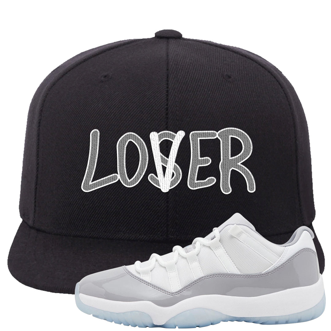 Cement Grey Low 11s Snapback Hat | Lover, Black