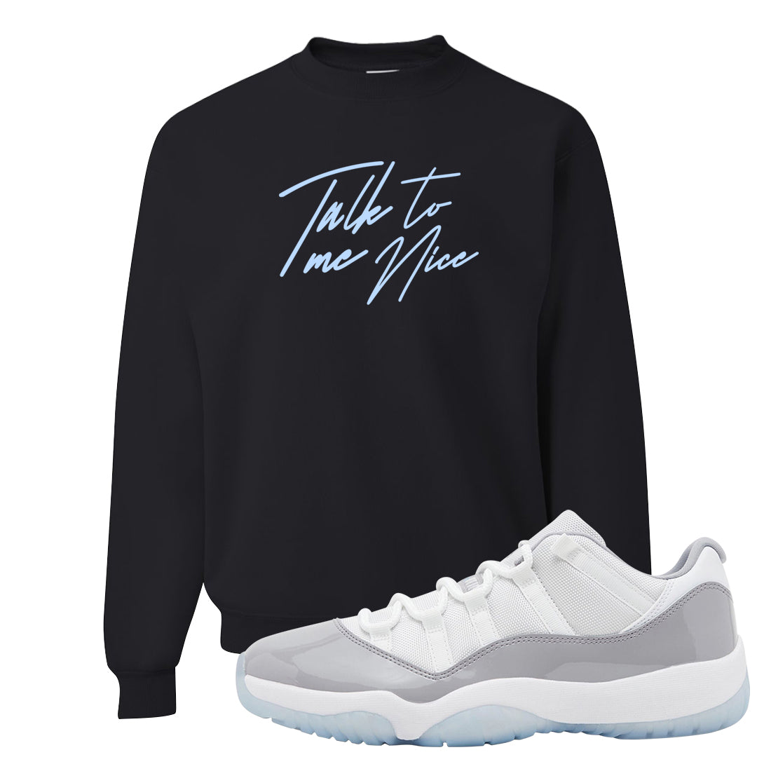 Cement Grey Low 11s Crewneck Sweatshirt | Talk To Me Nice, Black