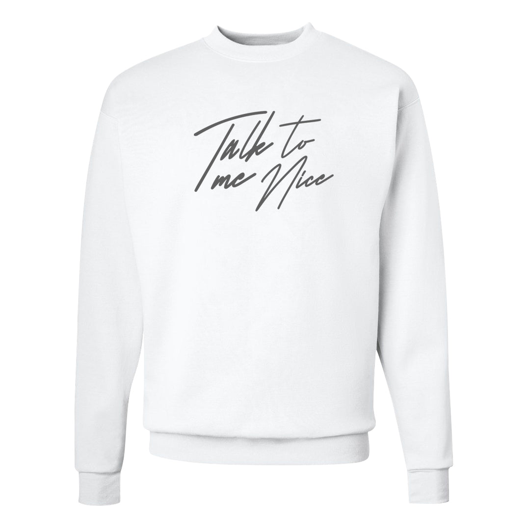 Cement Grey Low 11s Crewneck Sweatshirt | Talk To Me Nice, White