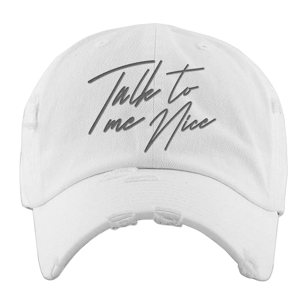 Cement Grey Low 11s Distressed Dad Hat | Talk To Me Nice, White