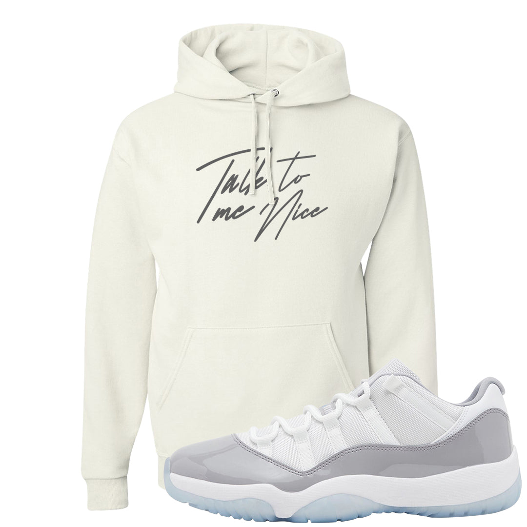Cement Grey Low 11s Hoodie | Talk To Me Nice, White