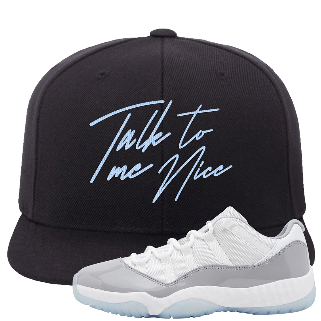 Cement Grey Low 11s Snapback Hat | Talk To Me Nice, Black