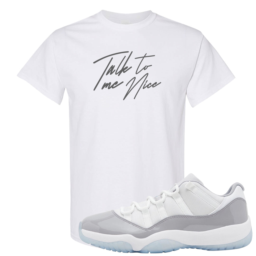Cement Grey Low 11s T Shirt | Talk To Me Nice, White