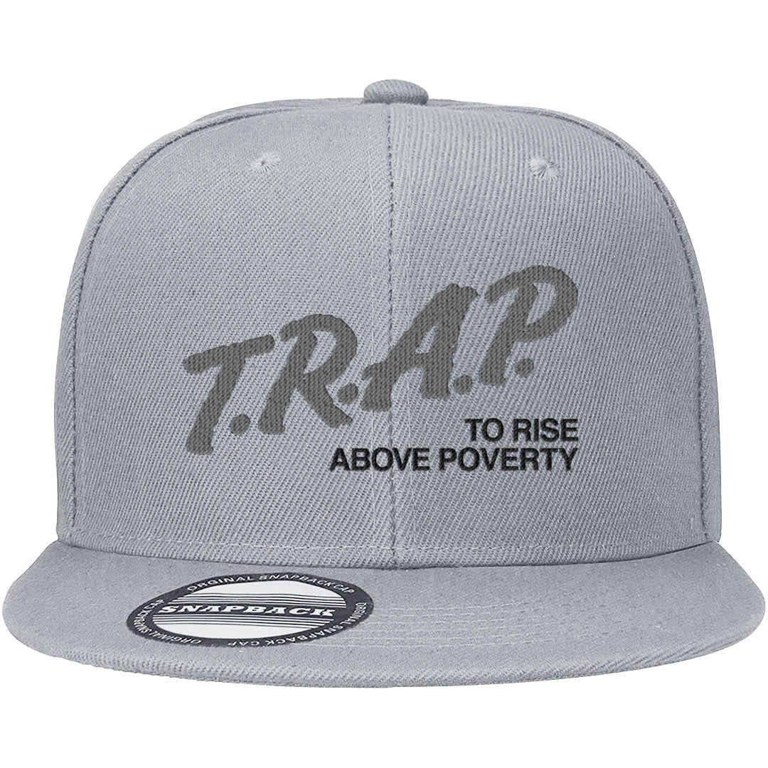 Cement Grey Low 11s Snapback Hat | Trap To Rise Above Poverty, Light Gray