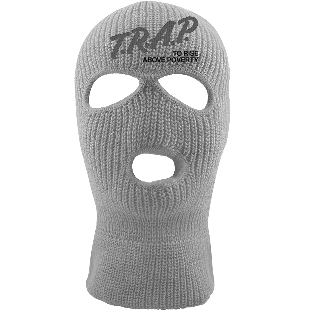 Cement Grey Low 11s Ski Mask | Trap To Rise Above Poverty, Light Gray