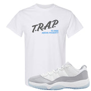 Cement Grey Low 11s T Shirt | Trap To Rise Above Poverty, White