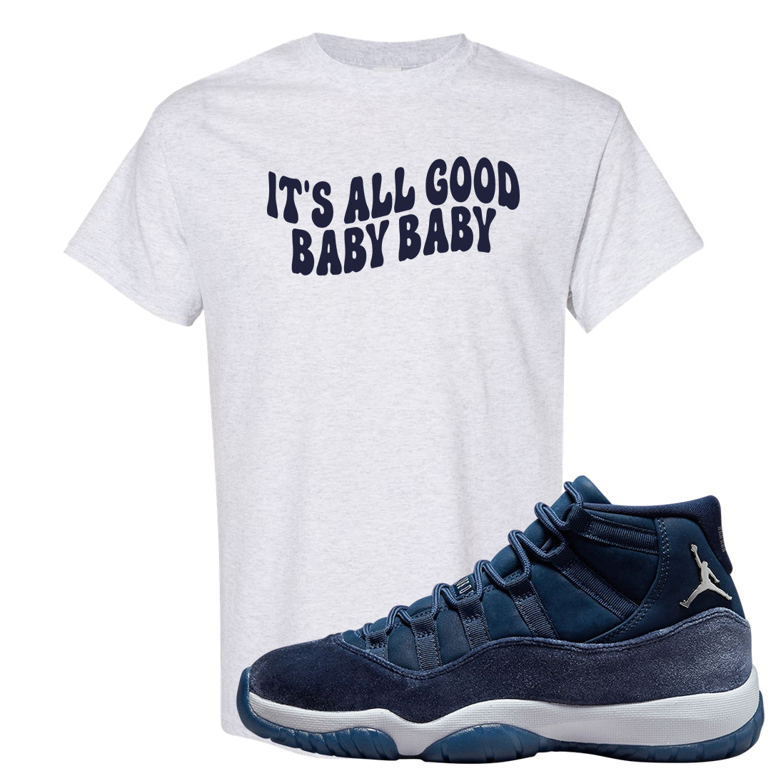 Midnight Navy Metallic Silver 11s T Shirt | All Good Baby, Ash