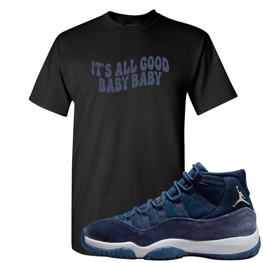 Midnight Navy Metallic Silver 11s T Shirt | All Good Baby, Black