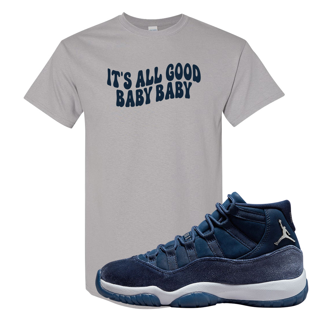 Midnight Navy Metallic Silver 11s T Shirt | All Good Baby, Gravel