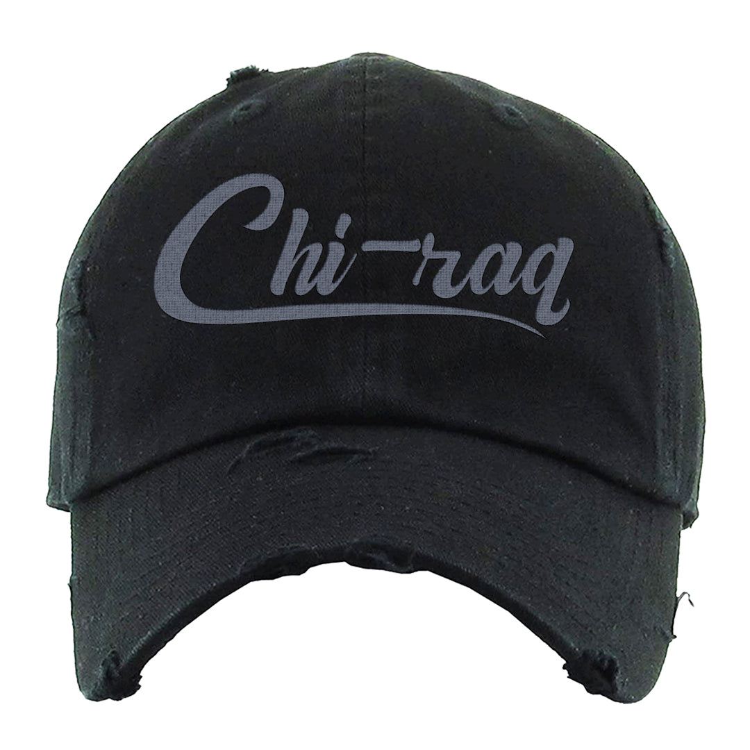 Midnight Navy Metallic Silver 11s Distressed Dad Hat | Chiraq, Black