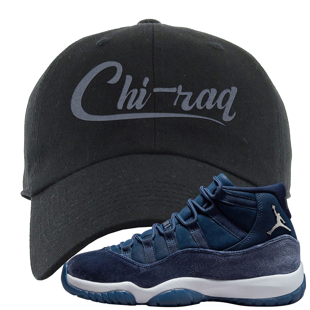 Midnight Navy Metallic Silver 11s Dad Hat | Chiraq, Black