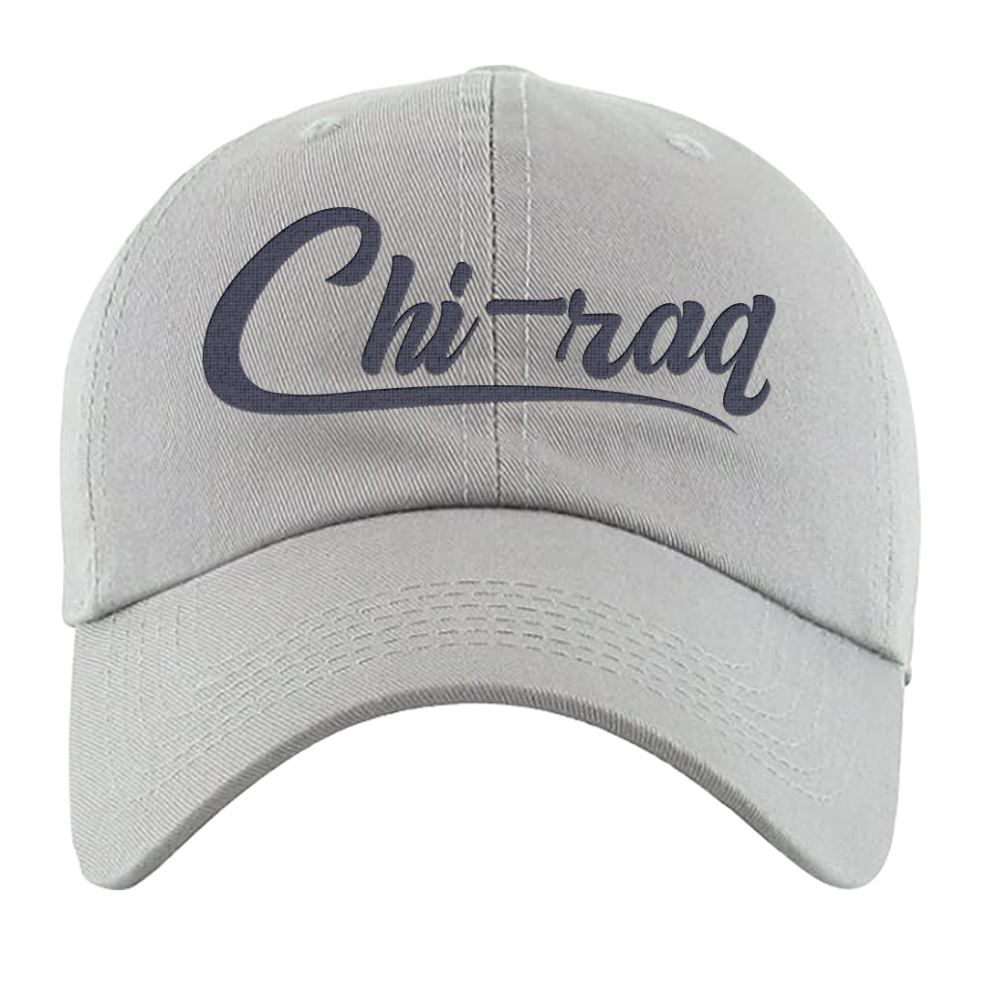 Midnight Navy Metallic Silver 11s Dad Hat | Chiraq, Light Gray