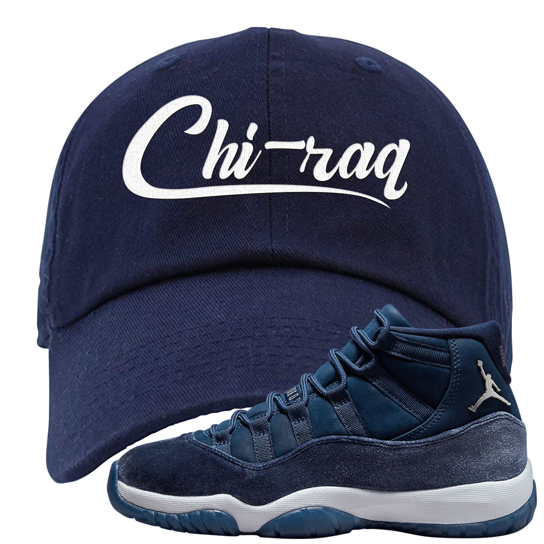 Midnight Navy Metallic Silver 11s Dad Hat | Chiraq, Navy Blue