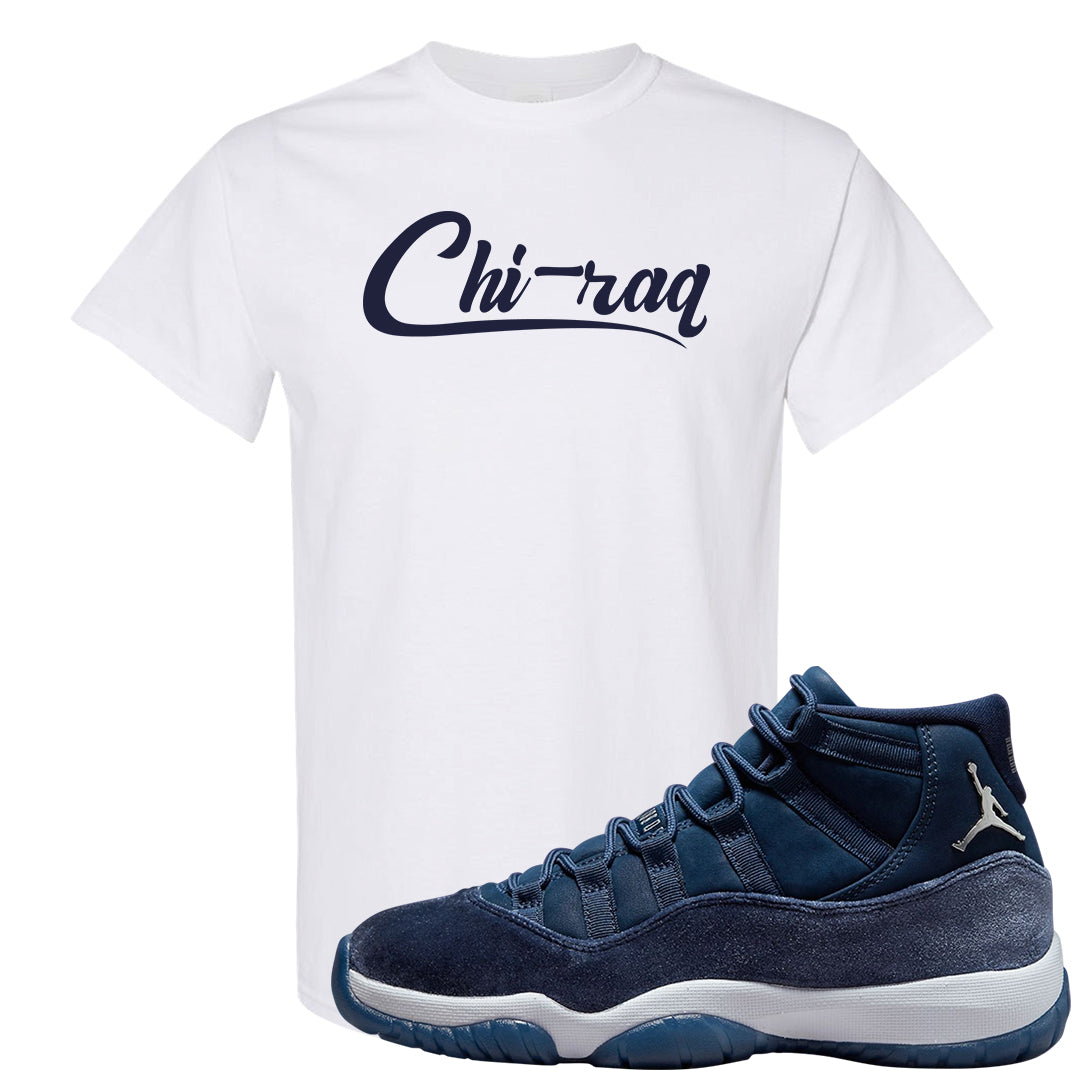Midnight Navy Metallic Silver 11s T Shirt | Chiraq, White
