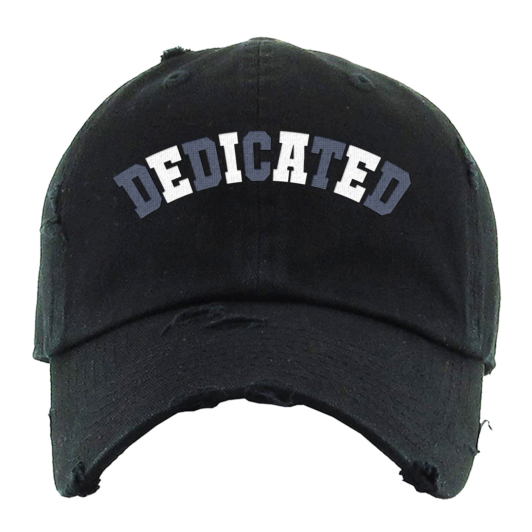 Midnight Navy Metallic Silver 11s Distressed Dad Hat | Dedicated, Black