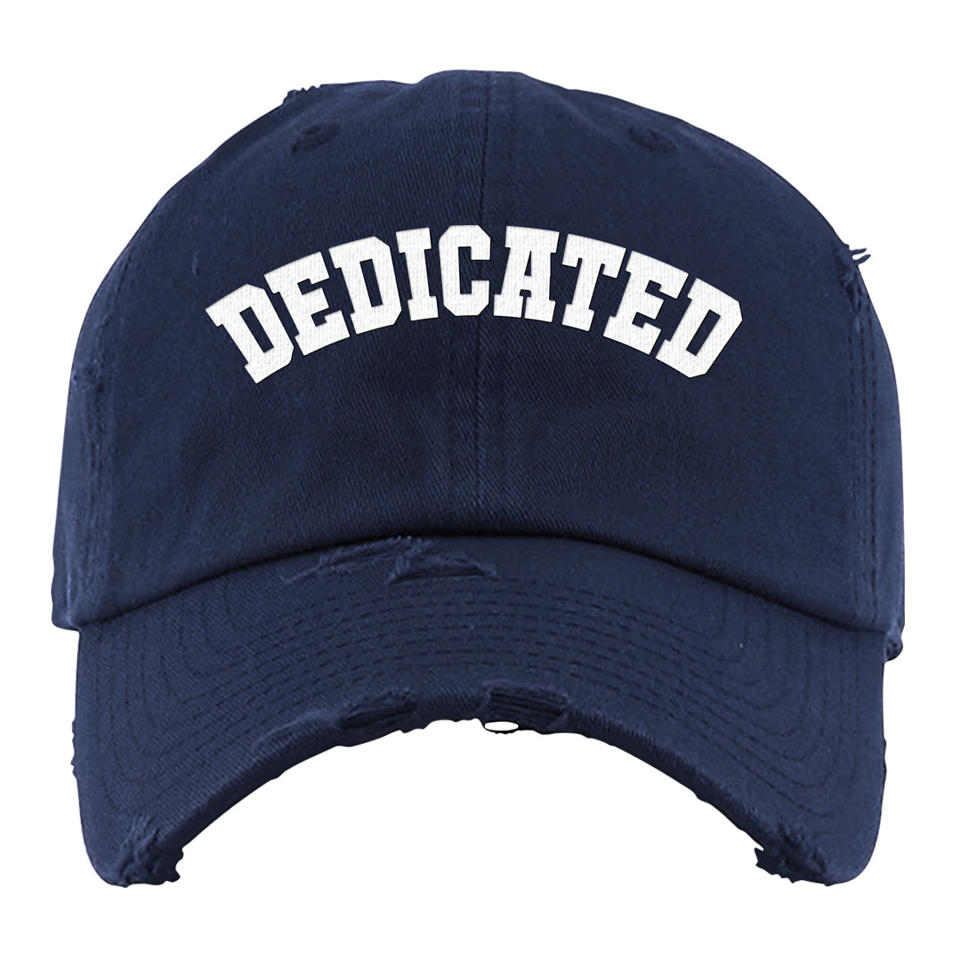 Midnight Navy Metallic Silver 11s Distressed Dad Hat | Dedicated, Navy Blue
