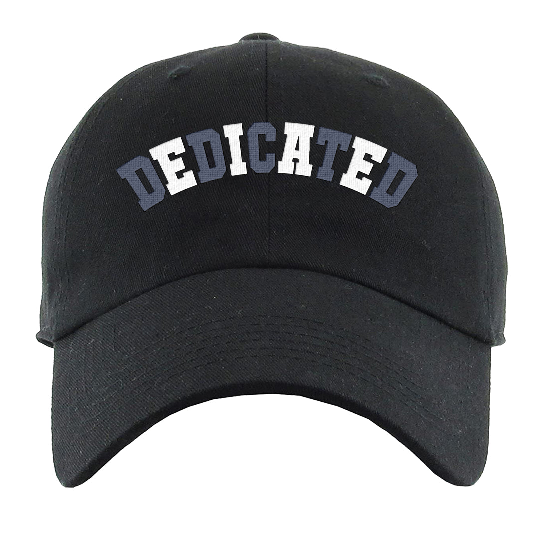 Midnight Navy Metallic Silver 11s Dad Hat | Dedicated, Black