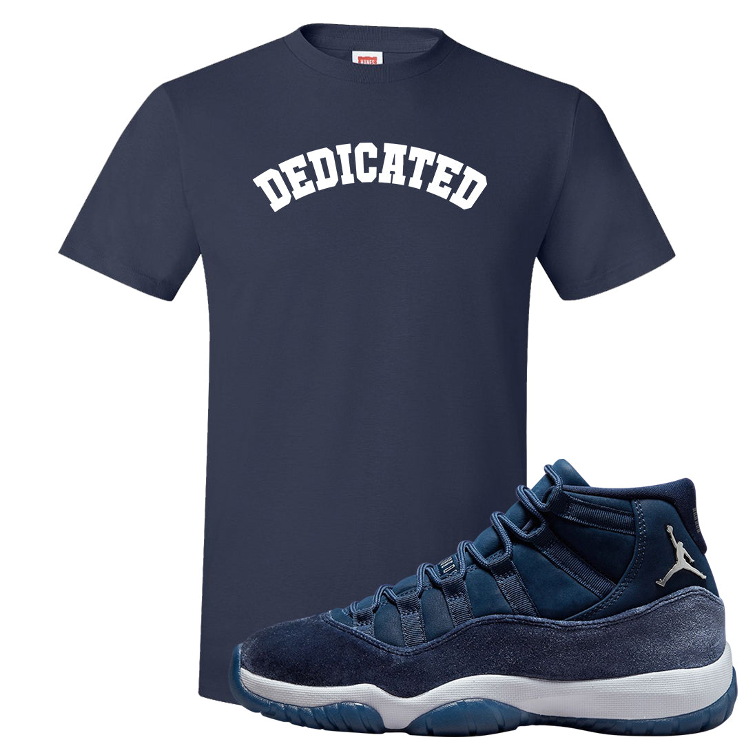 Midnight Navy Metallic Silver 11s T Shirt | Dedicated, Navy Blue