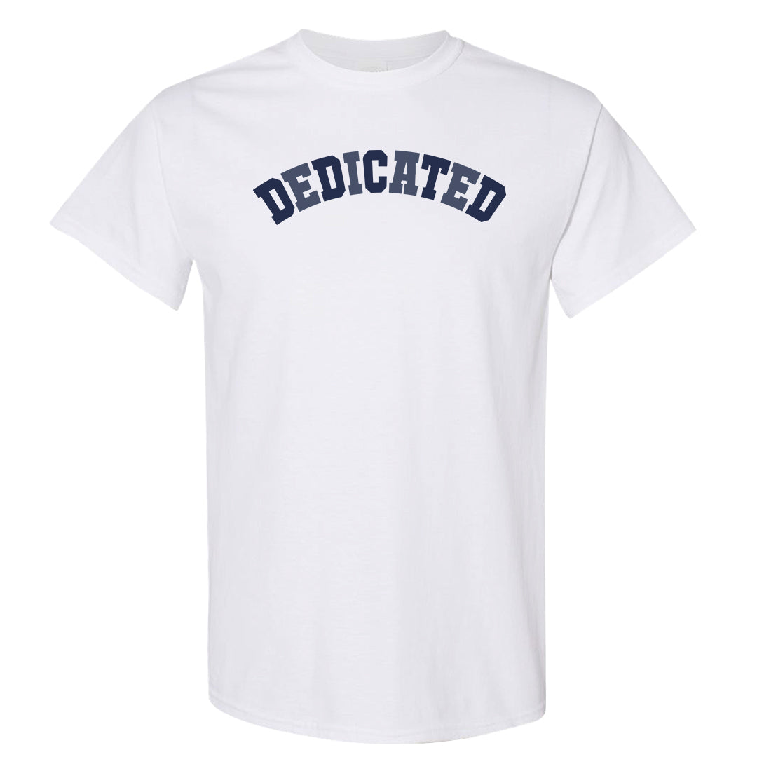 Midnight Navy Metallic Silver 11s T Shirt | Dedicated, White