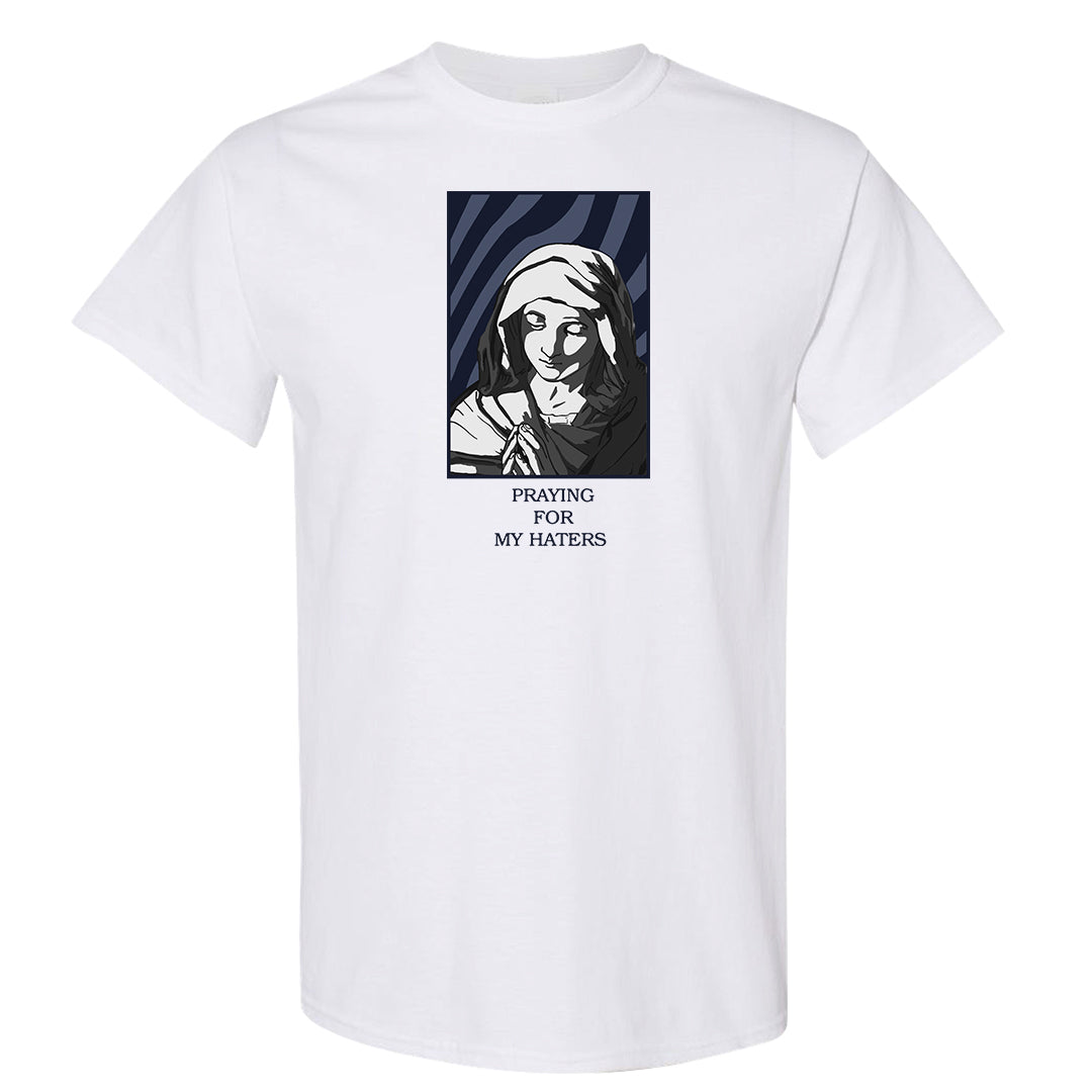 Midnight Navy Metallic Silver 11s T Shirt | God Told Me, White