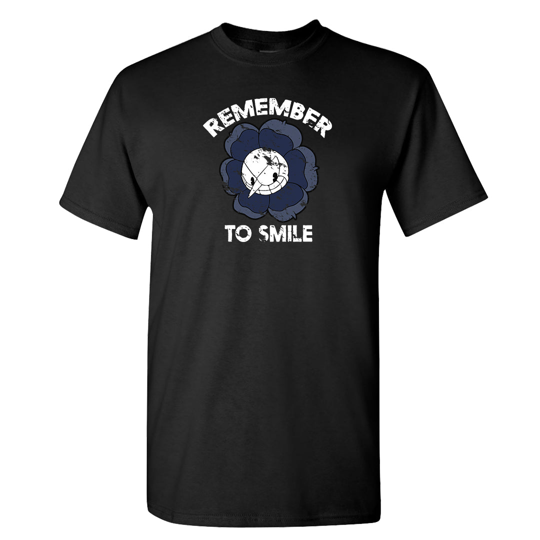 Midnight Navy Metallic Silver 11s T Shirt | Remember To Smile, Black