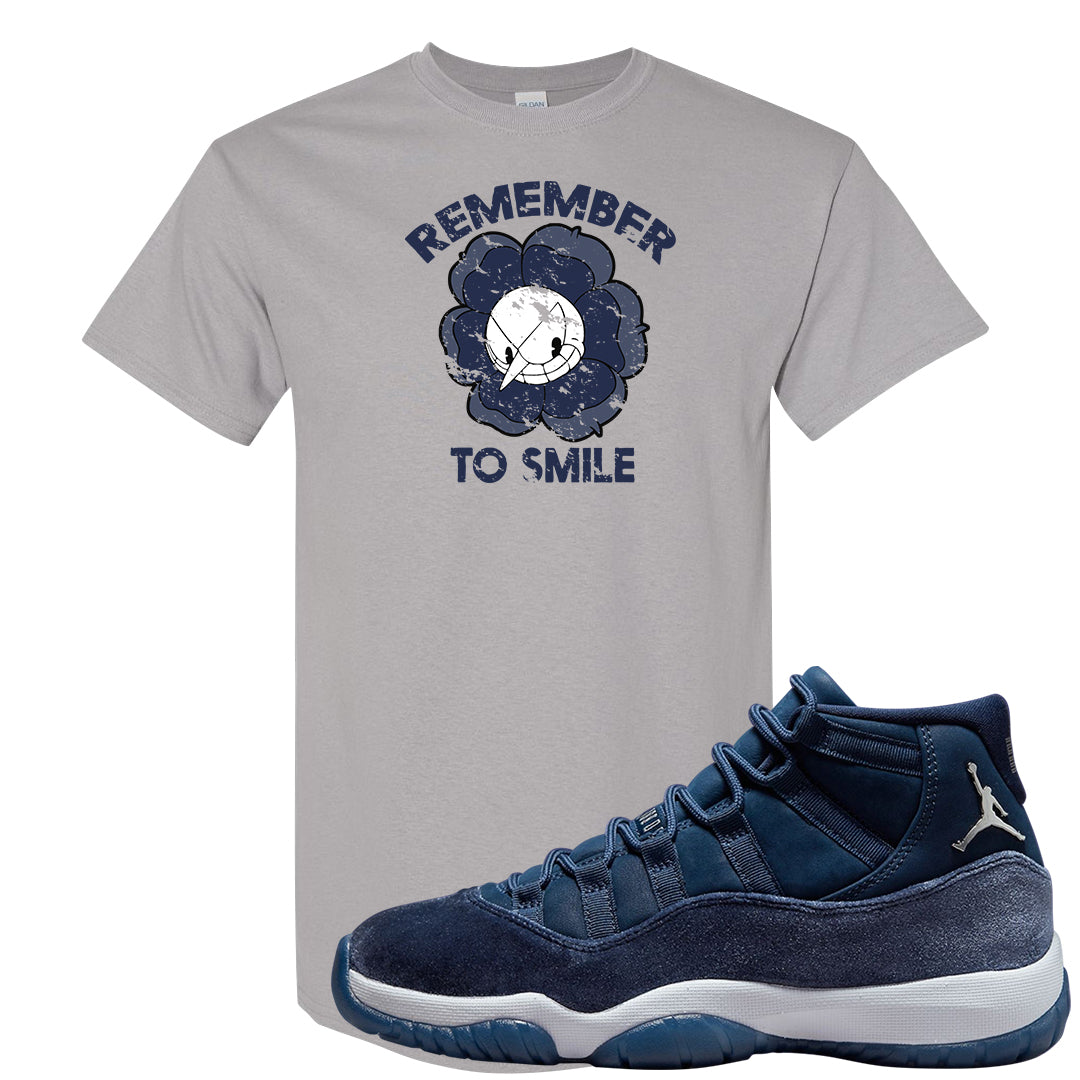 Midnight Navy Metallic Silver 11s T Shirt | Remember To Smile, Gravel