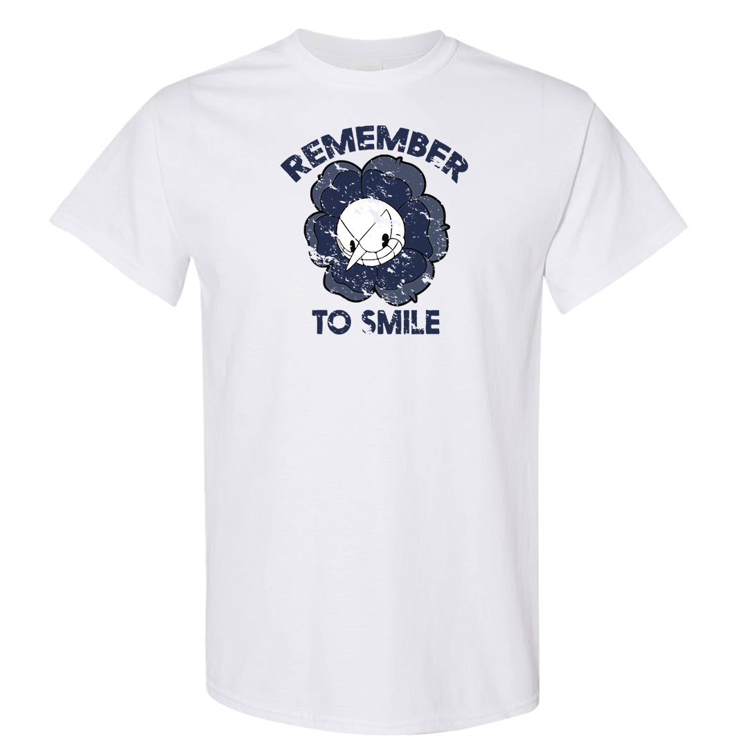 Midnight Navy Metallic Silver 11s T Shirt | Remember To Smile, White