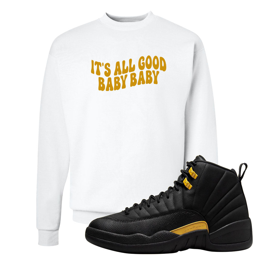 Black Gold Taxi 12s Crewneck Sweatshirt | All Good Baby, White