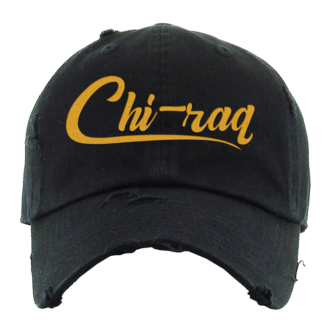 Black Gold Taxi 12s Distressed Dad Hat | Chiraq, Black