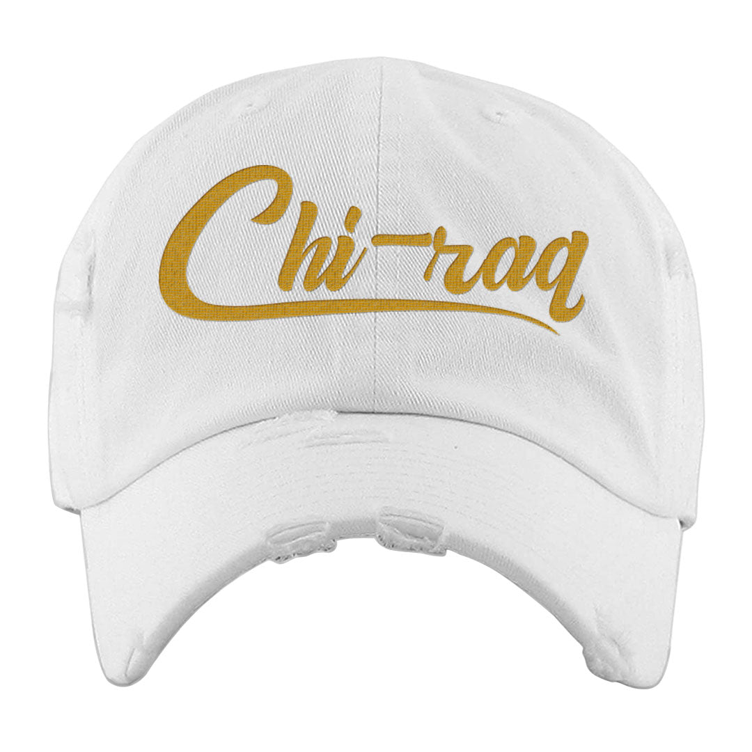 Black Gold Taxi 12s Distressed Dad Hat | Chiraq, White