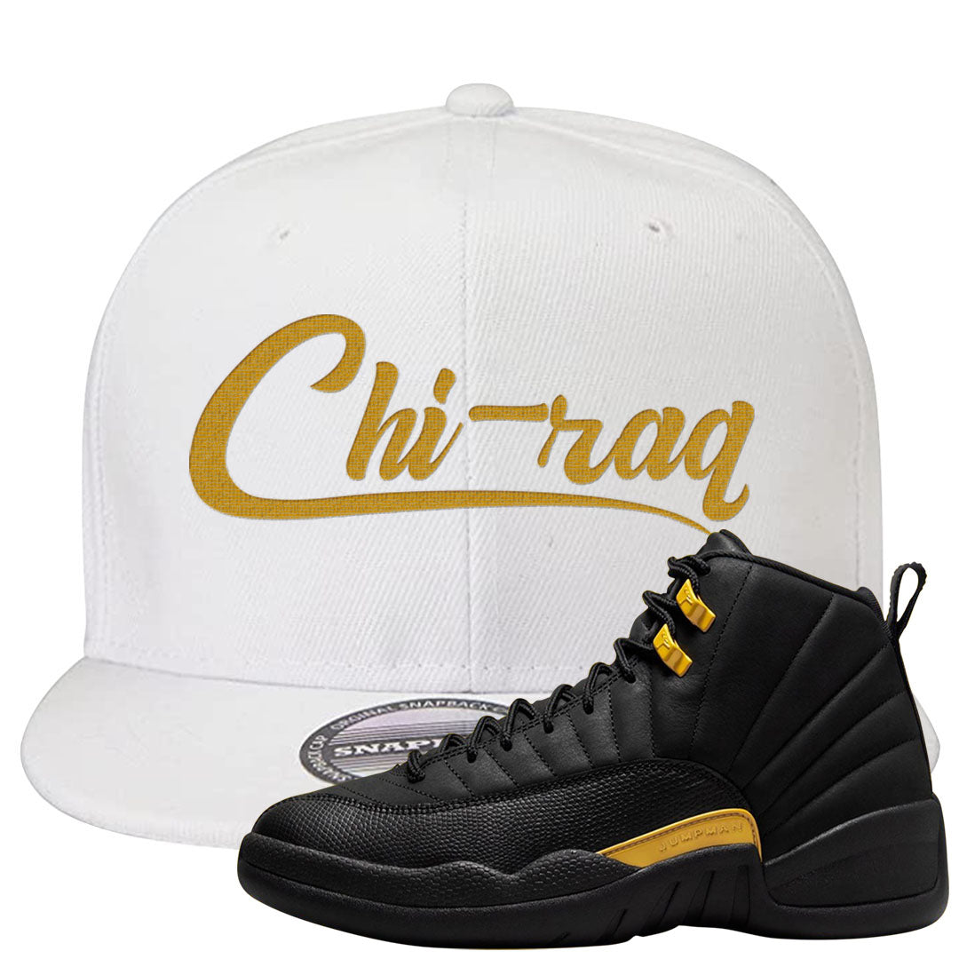 Black Gold Taxi 12s Snapback Hat | Chiraq, White